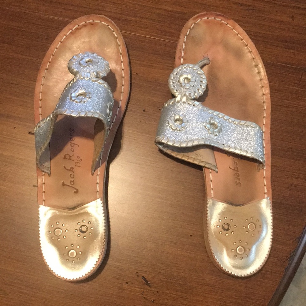 Jack Rogers silver and gold SPARKLE sandal